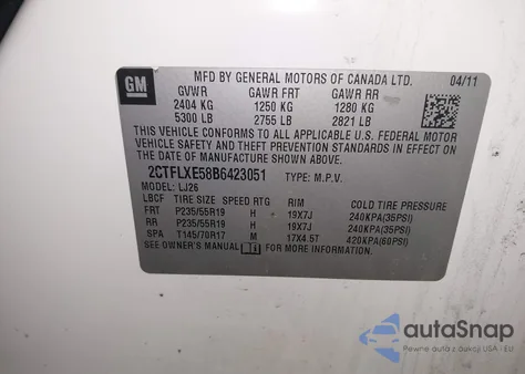 2011 GMC Terrain Slt-2 из США, поврежденный, VIN 2CTFLXE58B6423051